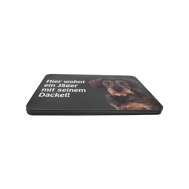 Dackelschild - Kurzhaardackel "Hier wohnt ein Dackel mit seinen Untertanen!"