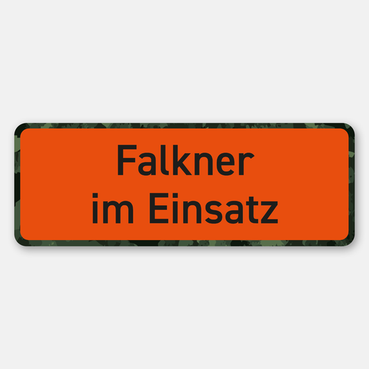 Falkner im Einsatz Magnetschild fürs Auto - Premium Autoschild, Maße 27.5 cm x 10 cm, orange Signalfarbe - Made in Germany