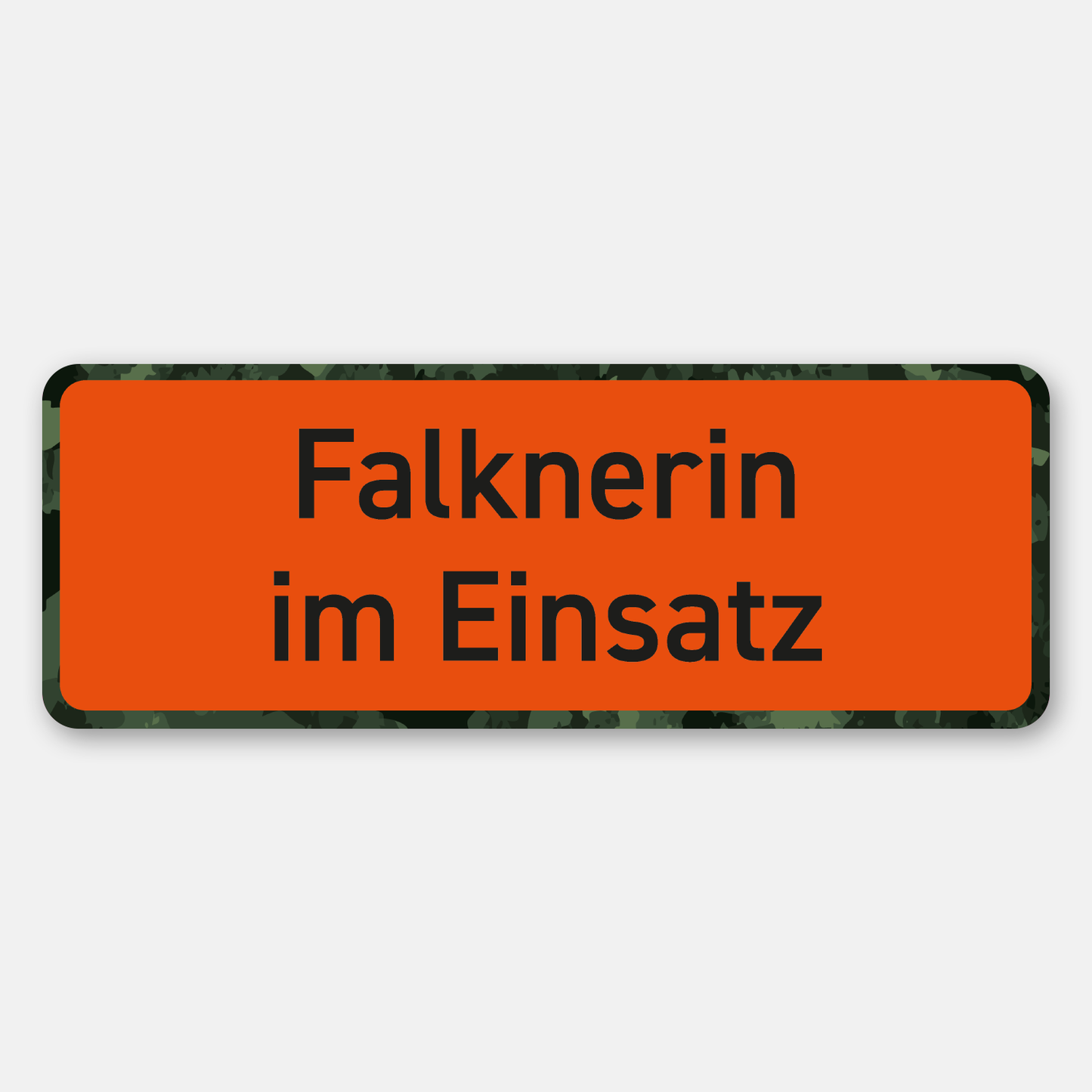 Falknerin im Einsatz Magnetschild fürs Auto - Premium Autoschild, Maße 27.5 cm x 10 cm, orange Signalfarbe - Made in Germany
