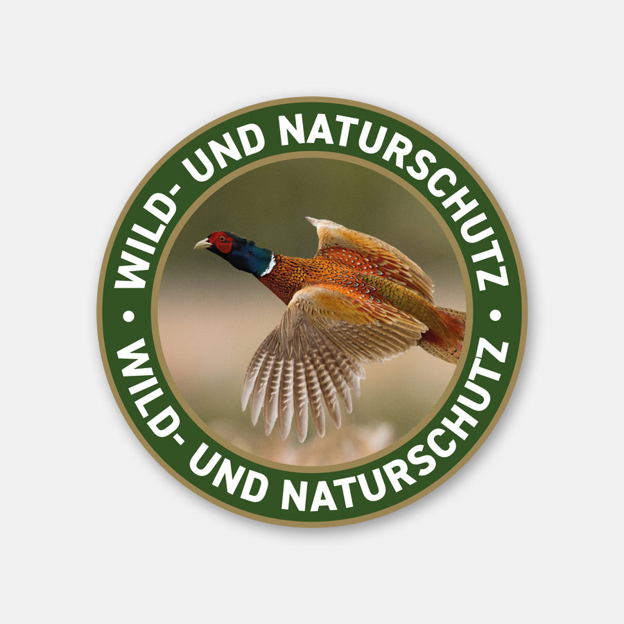 Fasan Jagdaufkleber „Wild & Naturschutz" Ø 10 cm für Auto und Jagdfahrzeuge gold – wetterfester Premium-Aufkleber Made in Germany
