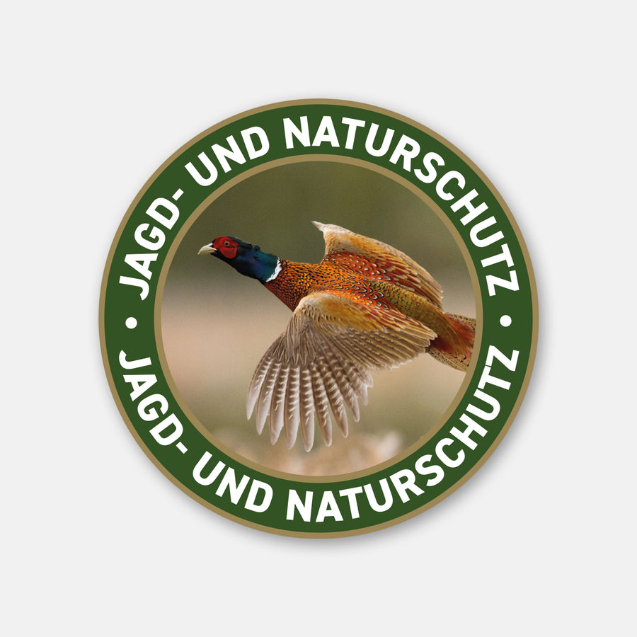 Fasan Jagdaufkleber „Jagd & Naturschutz" Ø 10 cm für Auto und Jagdfahrzeuge gold – wetterfester Premium-Aufkleber Made in Germany