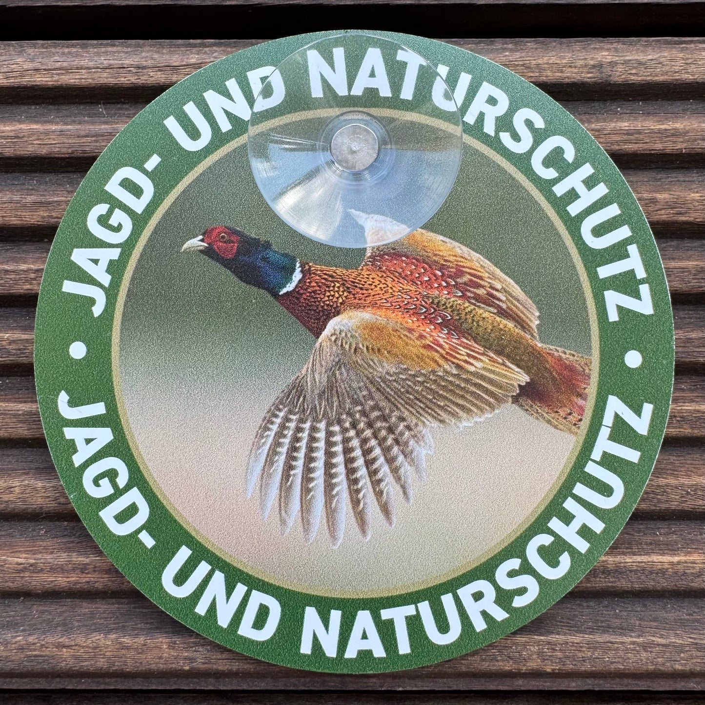 Jagdschild Fasan mit Saugnapf für die Autoscheibe "Jagd & Naturschutz" - Made in Germany