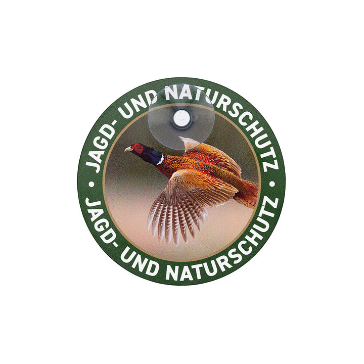 Fasan Autoschild rund mit Saugnapf  "Jagd & Naturschutz"