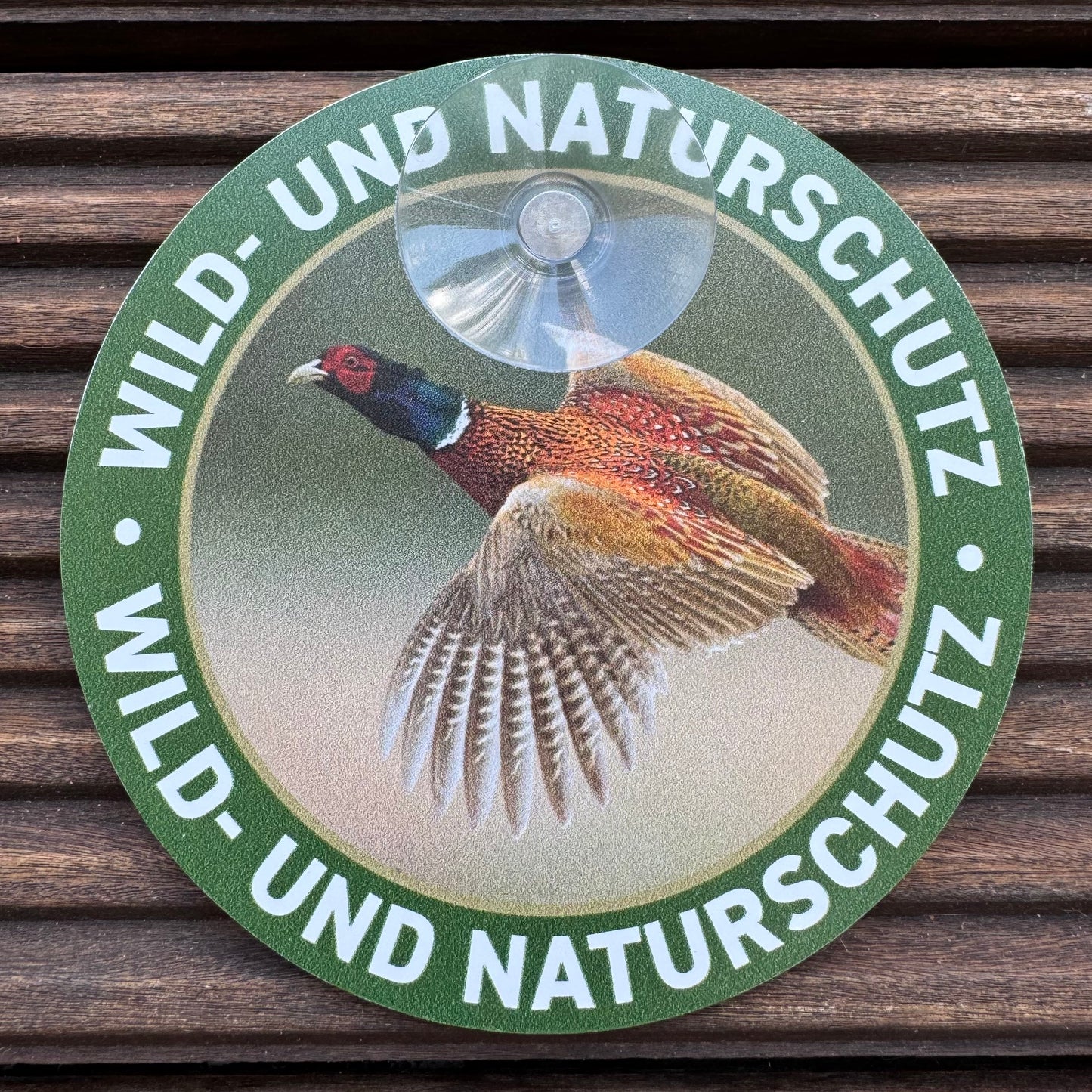 Jagdschild Fasan mit Saugnapf für die Autoscheibe "Wild & Naturschutz" - Made in Germany