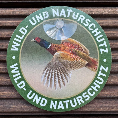 Jagdschild Fasan mit Saugnapf für die Autoscheibe "Wild & Naturschutz" - Made in Germany