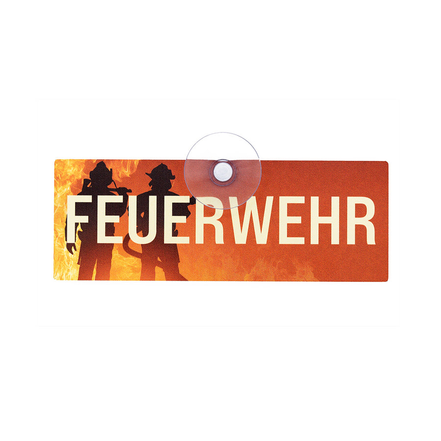 Feuerwehr Einsatz Schild, Auotschild mit Saugnapf für die Autoscheibe aus Aluminiumverbund