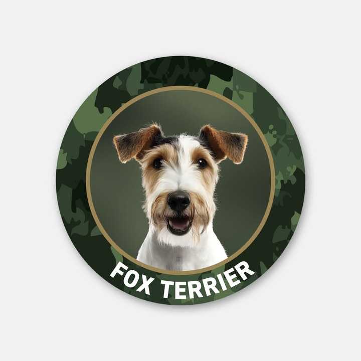 Foxterrier Aufkleber | Auto Jagdhund Sticker rund Ø 10 cm | wetterfest, Made in Germany