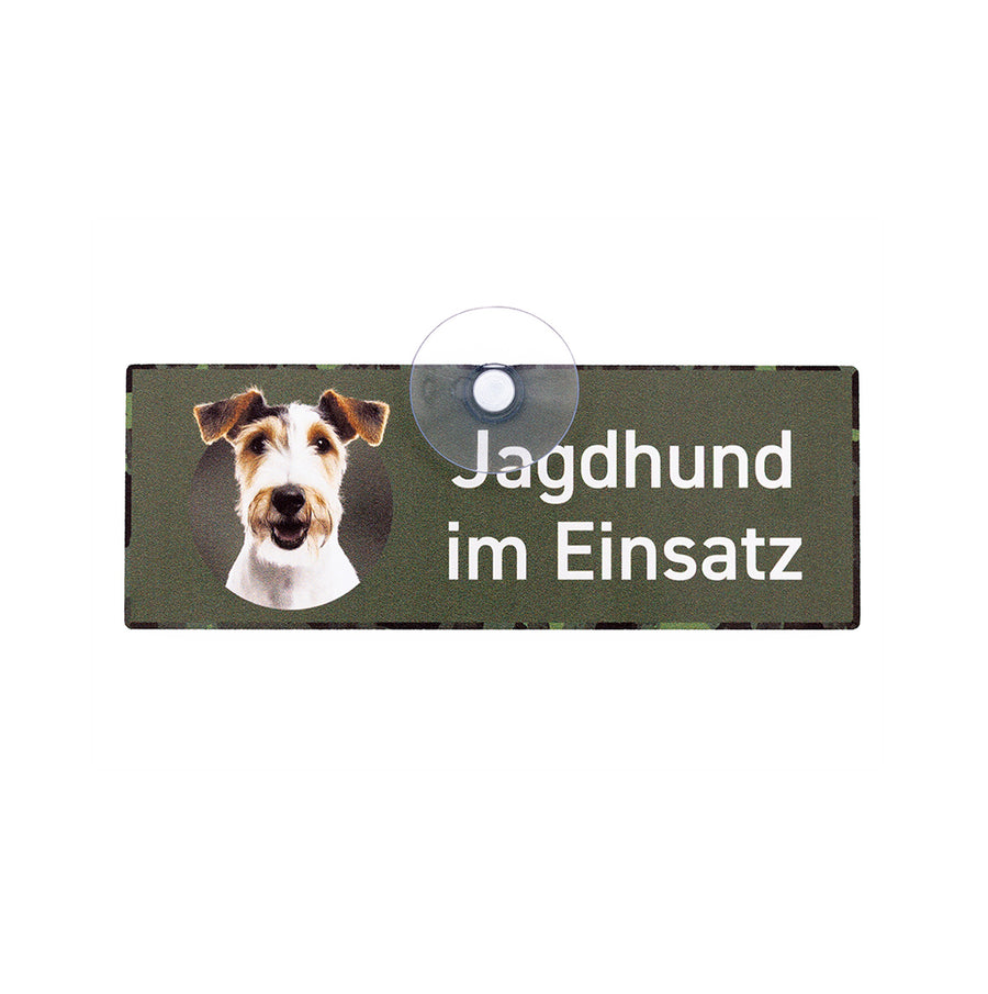 Foxterrier Schild mit Saugnapf fürs Auto