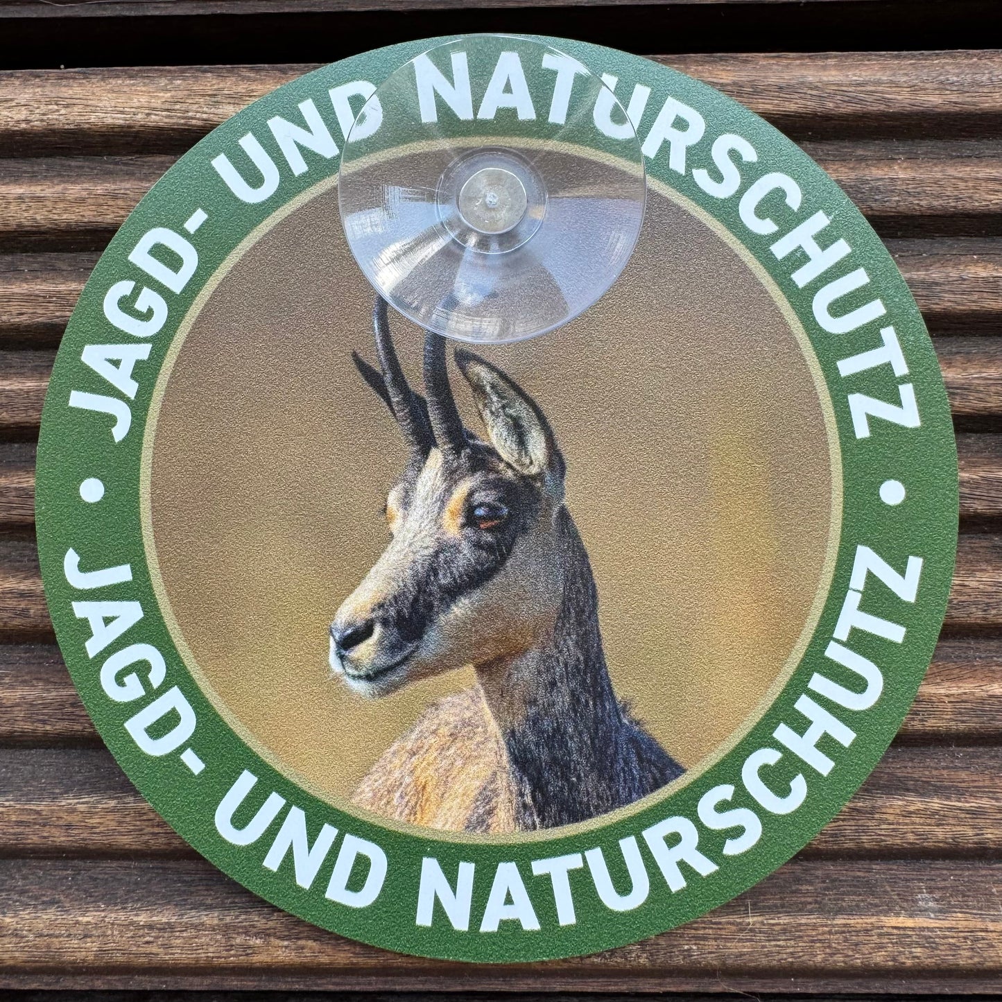Jagdschild "GAMS" mit Saugnapf für die Autoscheibe "Jagd & Naturschutz" - Made in Germany