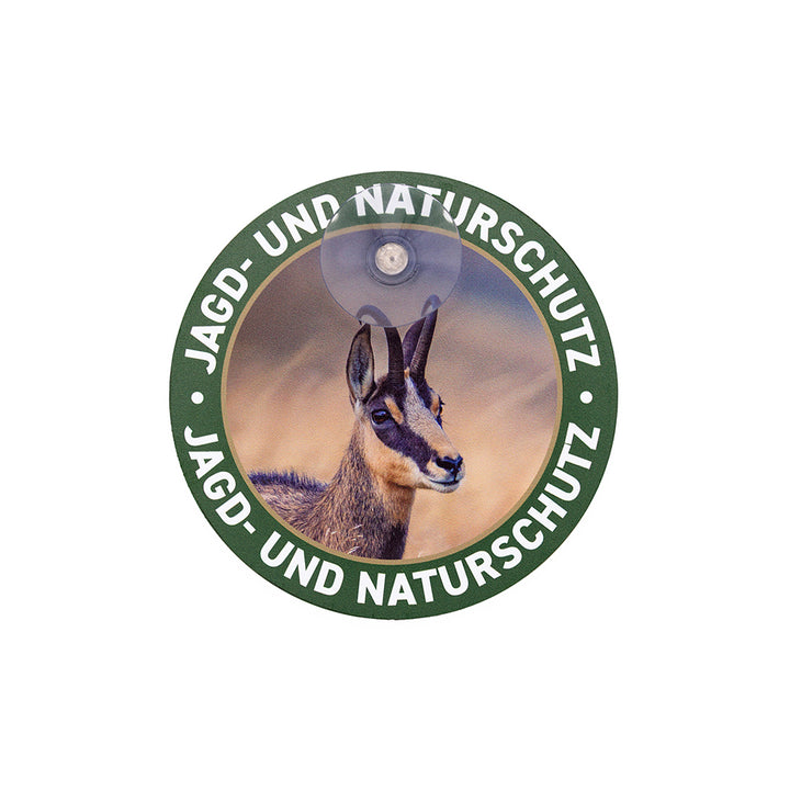 Gams Autoschild rund mit Saugnapf  "Jagd & Naturschutz"