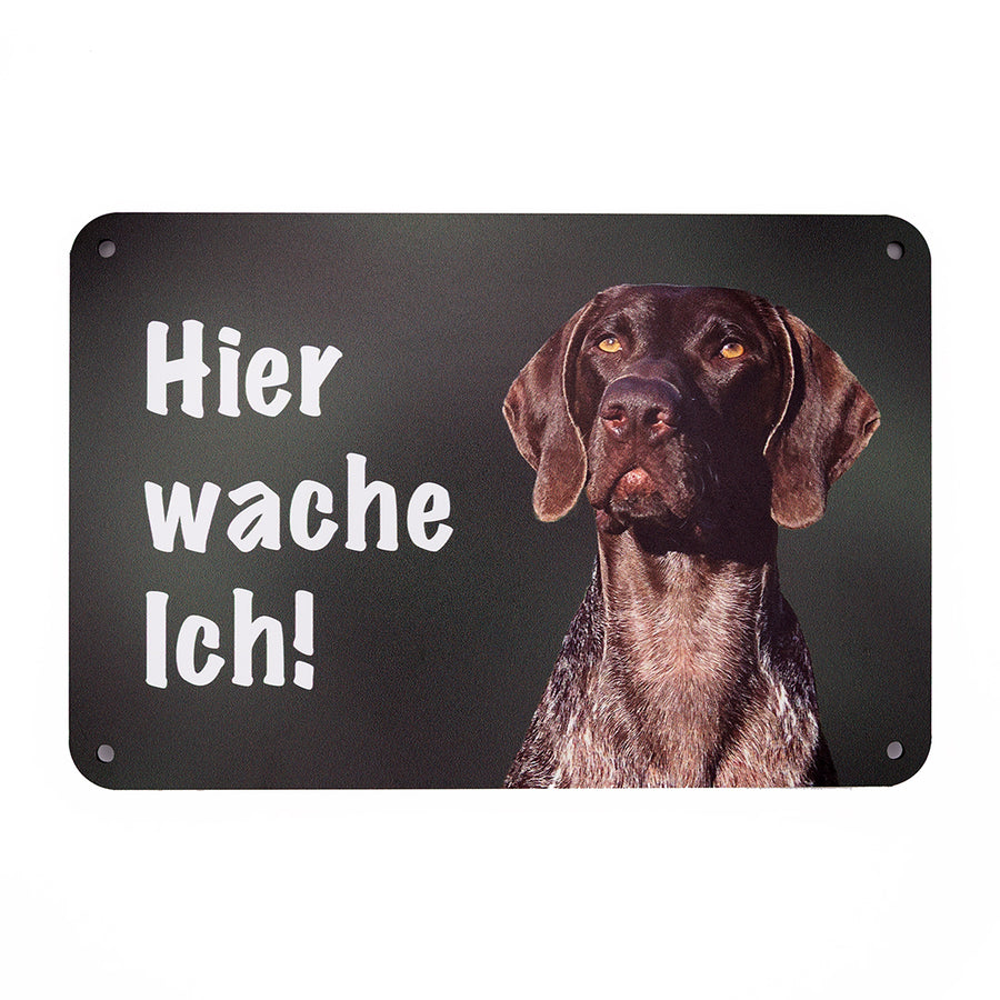 Deutsch Kurzhaar DK Braunschimmel Jagdhund Warnschild grün rechteckig 24 x 16 cm Aluverbund Gartenzaun