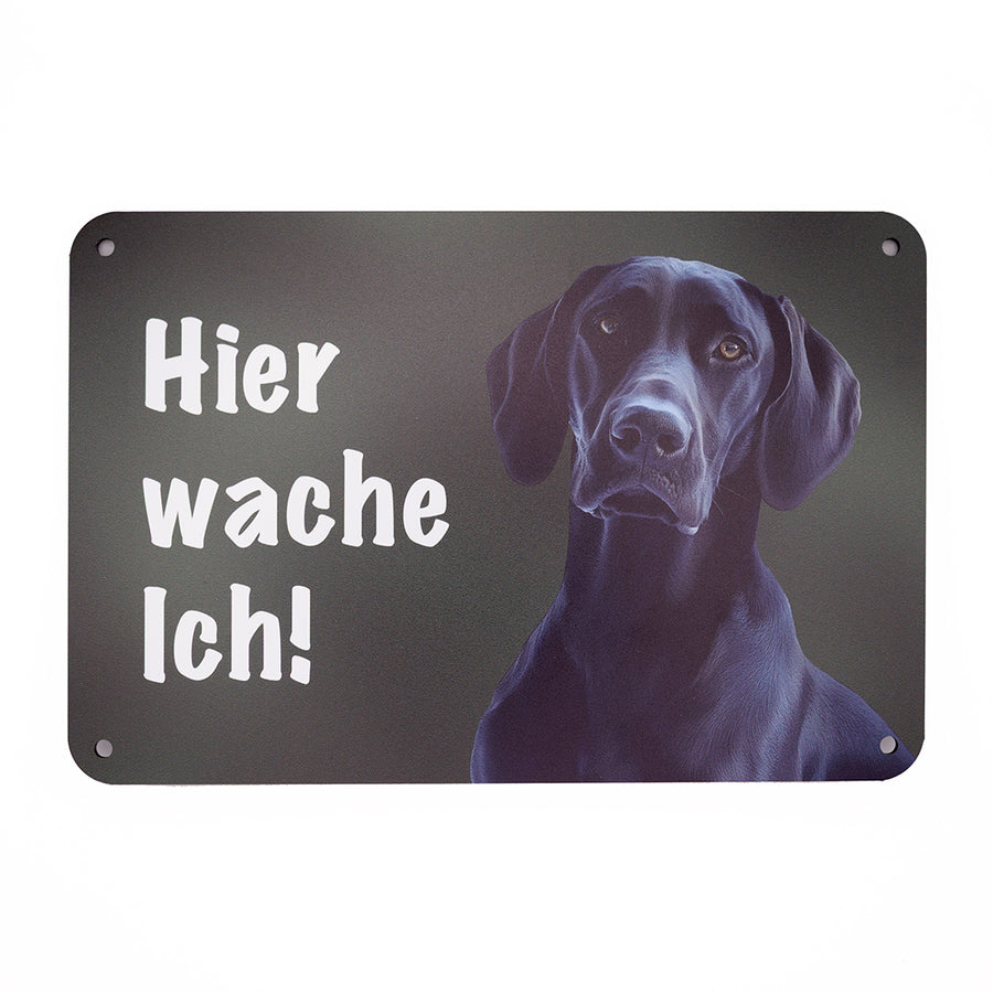 Deutsch Kurzhaar schwarz Warnschild „Hier wache ich!“