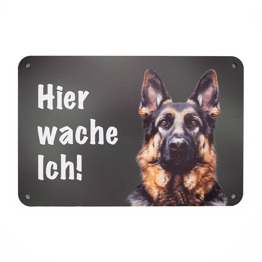 Deutscher Schäferhund Warnschild „Hier wache ich!“