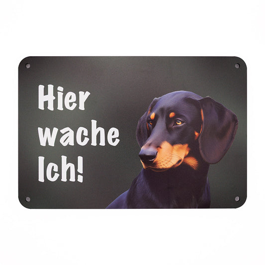Slovensky Kopov Warnschild „Hier wache ich“ | Jagdhund Hundeschild für Zaun, Tor & Grundstück, wetterfest