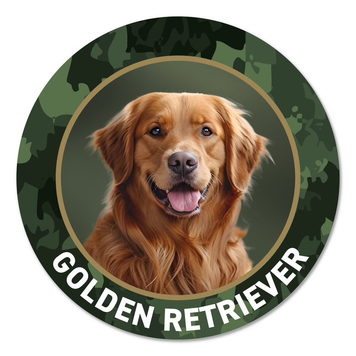Golden Retriever Hund Premium-Aufkleber, UV- & witterungsbeständig, 7 Jahre im Außenbereich, Made in Germany, Ø 10 cm