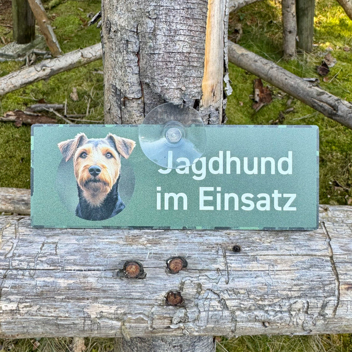 Jagdhundschild mit Saugnapf "Heideterrier"