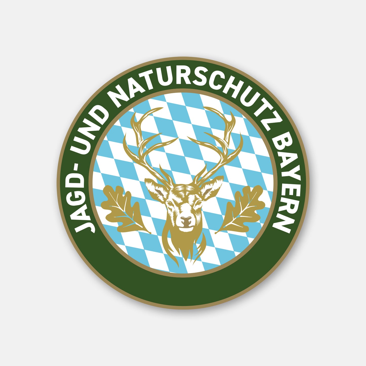 Jagdaufkleber “Jagd- und Naturschutz” Hirsch Bayern Landeswappen – Premium Autoaufkleber für Jagdauto & Revierfahrzeug
