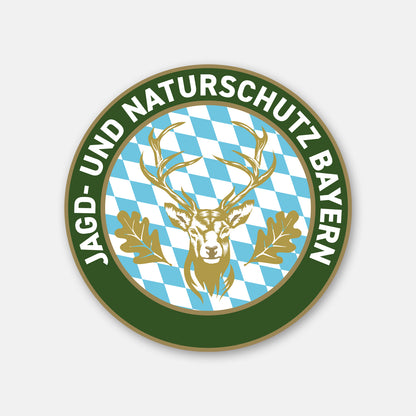 Jagdaufkleber “Jagd- und Naturschutz” Hirsch Bayern Landeswappen – Premium Autoaufkleber für Jagdauto & Revierfahrzeug