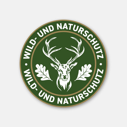 Hirsch klassisch Jagdaufkleber „Wild & Naturschutz” Ø 10 cm | Premium Autoaufkleber Made in Germany
