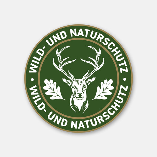 Hirsch klassisch Jagdaufkleber „Wild & Naturschutz” Ø 10 cm | Premium Autoaufkleber Made in Germany