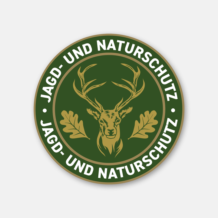 Jagdaufkleber "Jagd- und Naturschutz" Hirsch Logo Gold