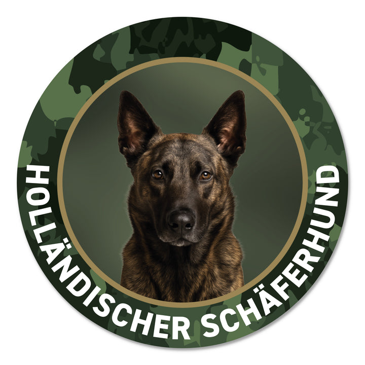 Holländischer Schäferhund Premium-Aufkleber, UV- & witterungsbeständig, 7 Jahre im Außenbereich, Made in Germany, Ø 10 cm