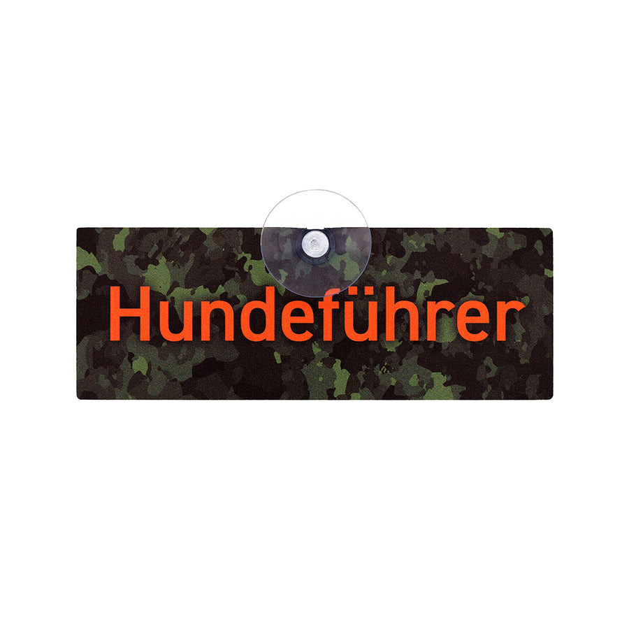 Hundeführer Autoschild mit Saugnapf für die Autoscheibe, Premium Schild aus Aluverbund, Made in Germany