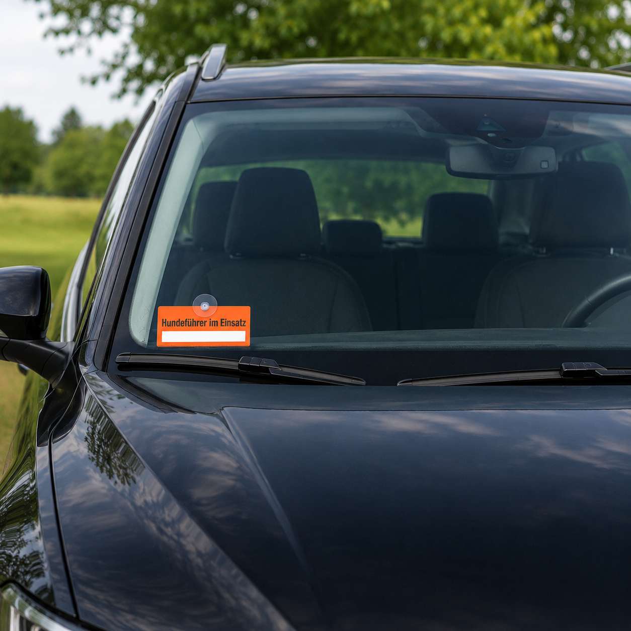 "Hundeführer im Einsatz" Schild fürs Auto mit Feld für Telefonnummer - MADE IN GERMANY