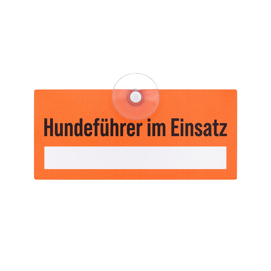 Hundeführer Schild mit Telefonnummer mit Saugnapf fürs Auto