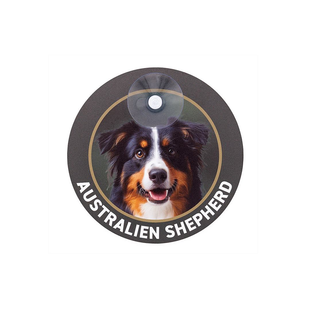 Hundeschild "Australien Shepherd" Autoschild / Hundeschild rund mit Saugnapf