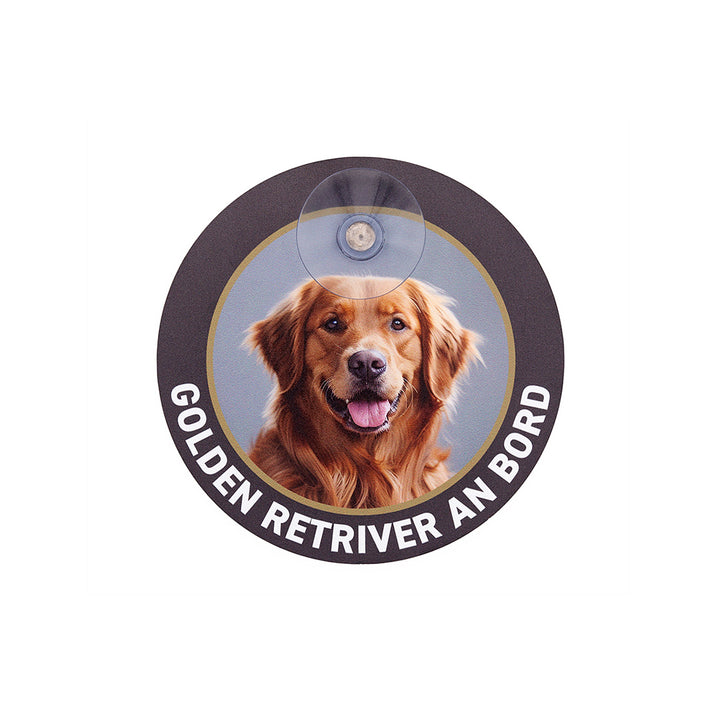 Hundeschild "Golden Retriever an Bord" Autoschild rund mit Saugnapf