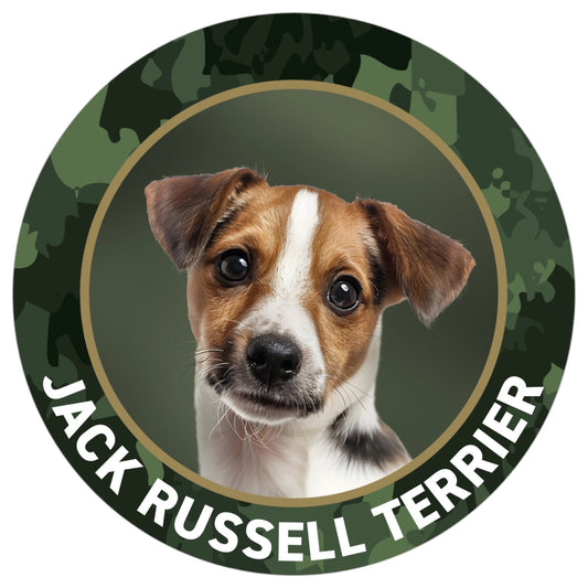 Jack Russell Terrier Jagdhund - Hochwertige Outdoor-Auto-Aufkleber mit Schutzlaminat, UV- & witterungsbeständig, Haltbarkeit im Außenbereich 7 Jahre, Ø 10 cm - Made in Germany
