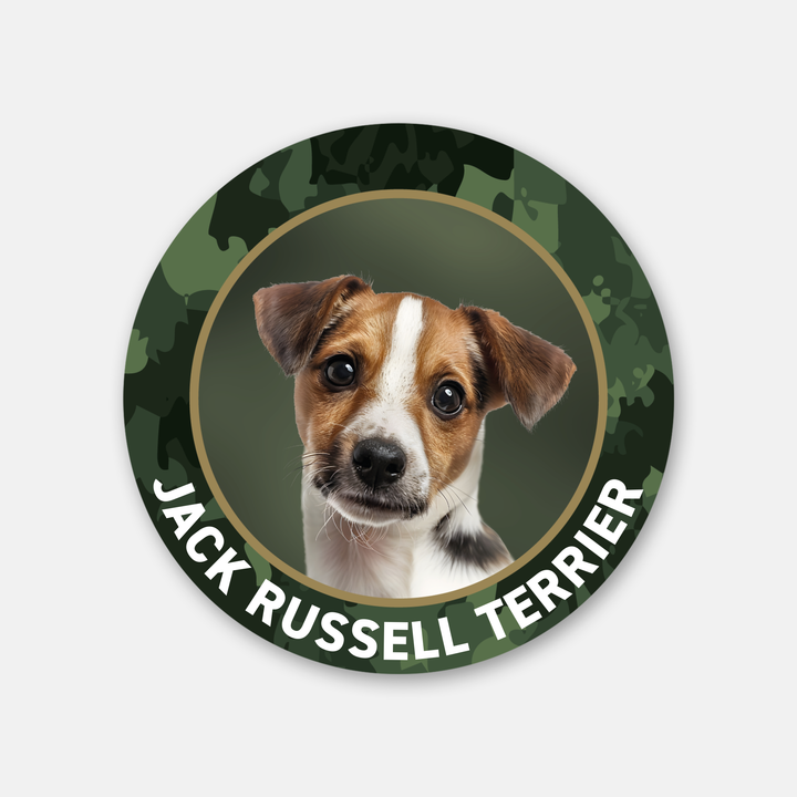 Jack Russell Terrier Jagdhund - Hochwertige Outdoor-Auto-Aufkleber mit Schutzlaminat, UV- & witterungsbeständig, Haltbarkeit im Außenbereich 7 Jahre, Ø 10 cm - Made in Germany