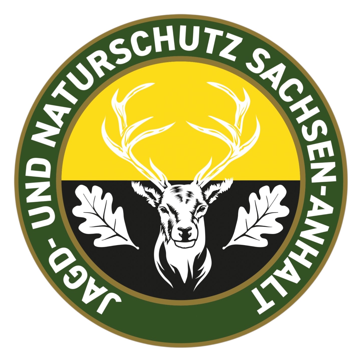 Jagdaufkleber “Jagd- und Naturschutz” Hirsch Sachsen-Anhalt Landeswappen – Premium Autoaufkleber für Pkw, Jagdauto & Revierfahrzeug