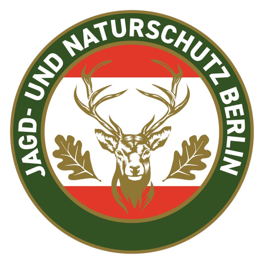 Jagdaufkleber “Jagd- und Naturschutz” Hirsch Berlin Landeswappen – Premium Autoaufkleber für Pkw, Jagdauto & Revierfahrzeug