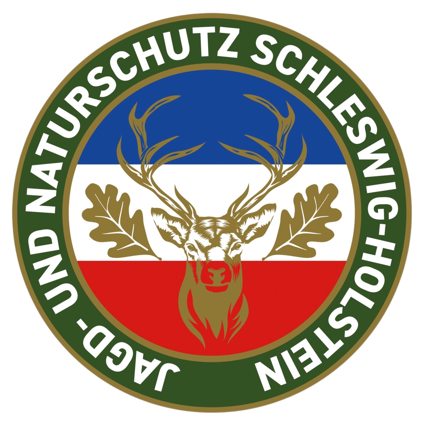 Jagdaufkleber “Jagd- und Naturschutz” Hirsch Schleswig-Holstein Landesfarbe – Premium Autoaufkleber für Pkw, Jagdauto & Revierfahrzeug