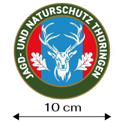 Jagdaufkleber “Jagd- und Naturschutz” Hirsch Thüringen Landeswappen – Premium Autoaufkleber für Pkw, Jagdauto & Revierfahrzeug