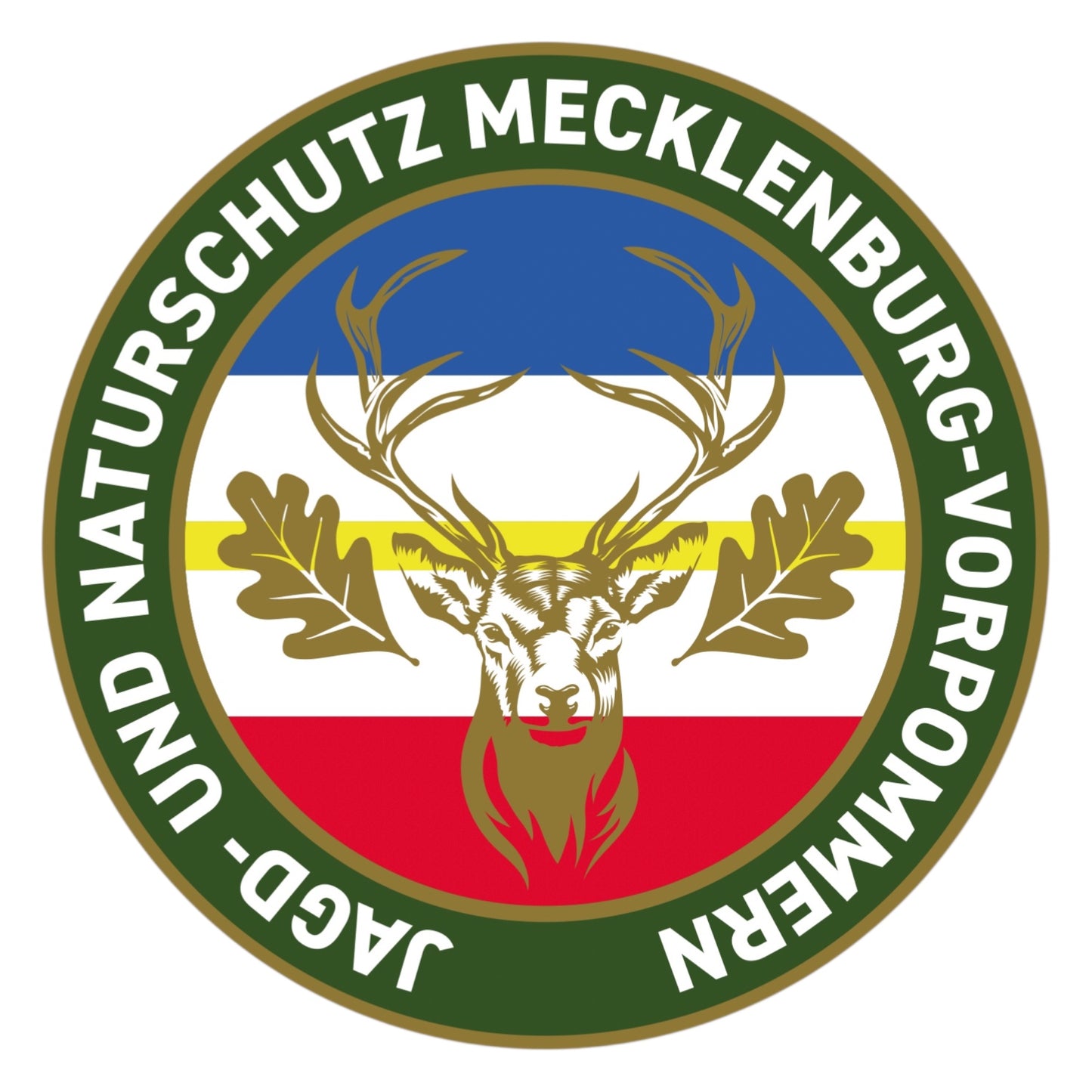 Jagdaufkleber “Jagd- und Naturschutz” Hirsch Mecklenburg-Vorpommern Landesfarbe – Premium Autoaufkleber für Pkw, Jagdauto & Revierfahrzeug