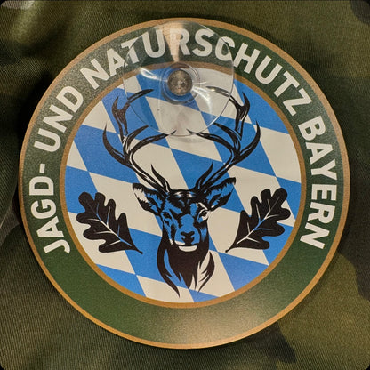 Bayern Jagdschild „Jagd & Naturschutz“ für Jäger und Jägerinnen mit Saugnapf - Made in Germany