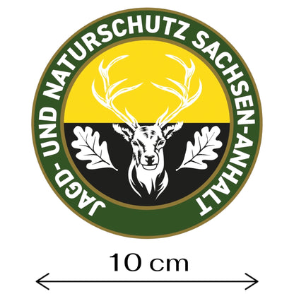 Jagdaufkleber “Jagd- und Naturschutz” Hirsch Sachsen-Anhalt Landeswappen – Premium Autoaufkleber für Pkw, Jagdauto & Revierfahrzeug