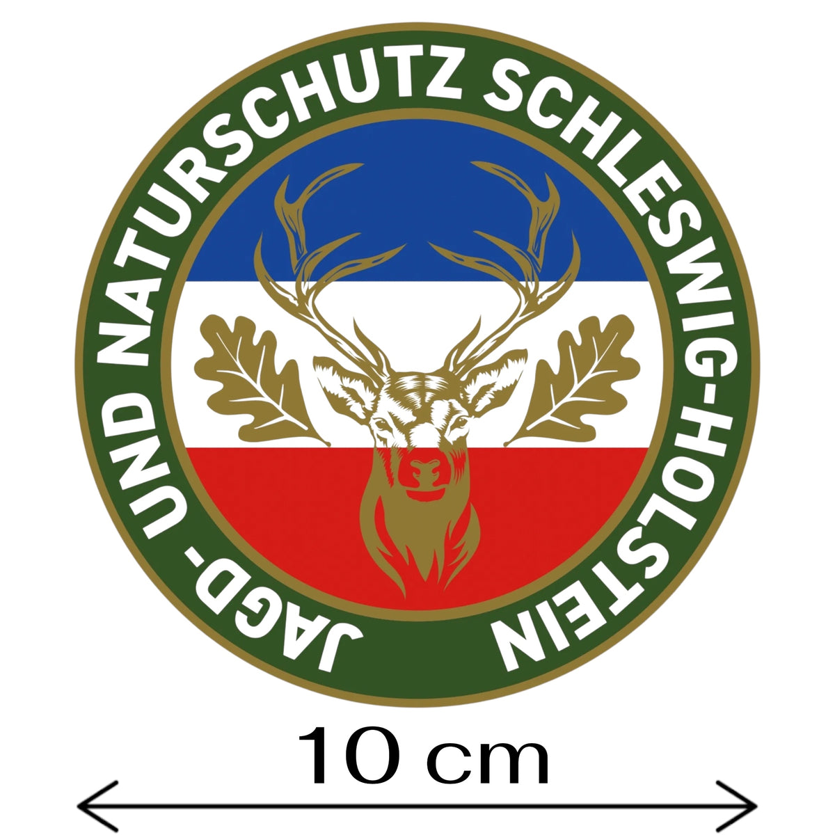 Jagdaufkleber “Jagd- und Naturschutz” Hirsch Schleswig-Holstein Landesfarbe – Premium Autoaufkleber für Pkw, Jagdauto & Revierfahrzeug