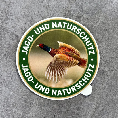 Fasan Jagdaufkleber „Jagd & Naturschutz” Ø 10 cm | Premium Autoaufkleber Made in Germany