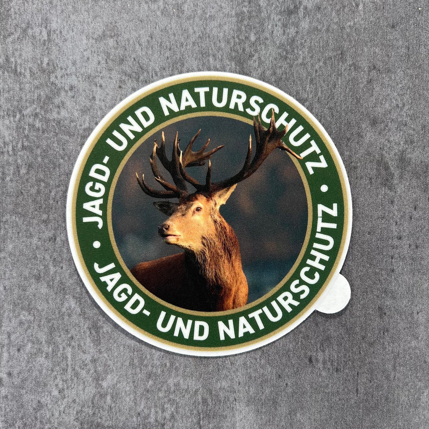 Hirsch Jagdaufkleber „Jagd & Naturschutz” Ø 10 cm | Premium Autoaufkleber Made in Germany
