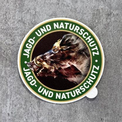 Keiler Jagdaufkleber „Jagd & Naturschutz” Ø 10 cm | Premium Autoaufkleber Made in Germany