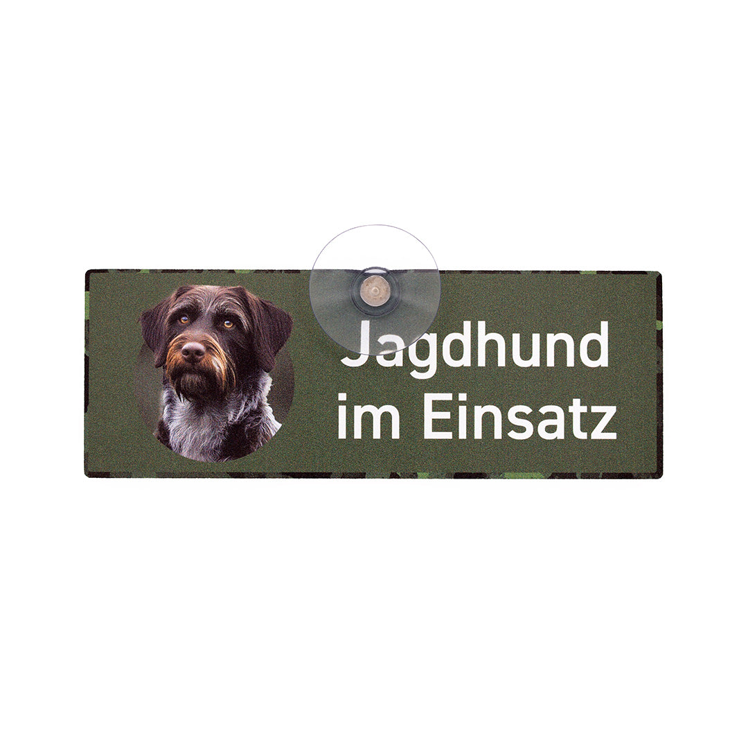 Jagdhundeschild mit Saugnapf "Deutsch Stichelhaar"