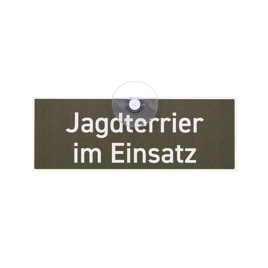 Jagdschild mit Saugnapf  "Jagdterrier im Einsatz"