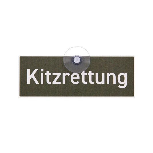Rehkitzrettung Schild mit Saugnapf für die Autoscheibe mit der Aufschrift Kitzrettung, aus Aluverbund, Made in Germany