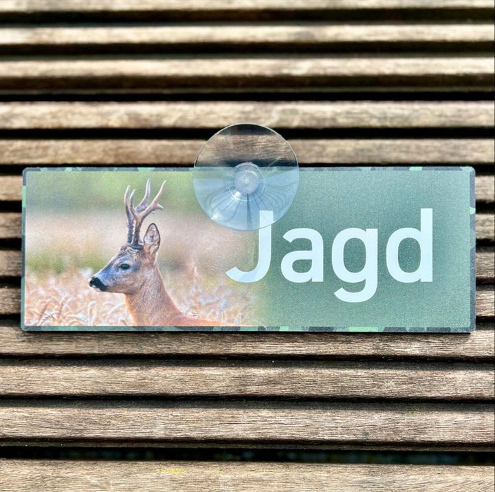 Autoschild mit Saugnapf  "Jagd" Rehbock