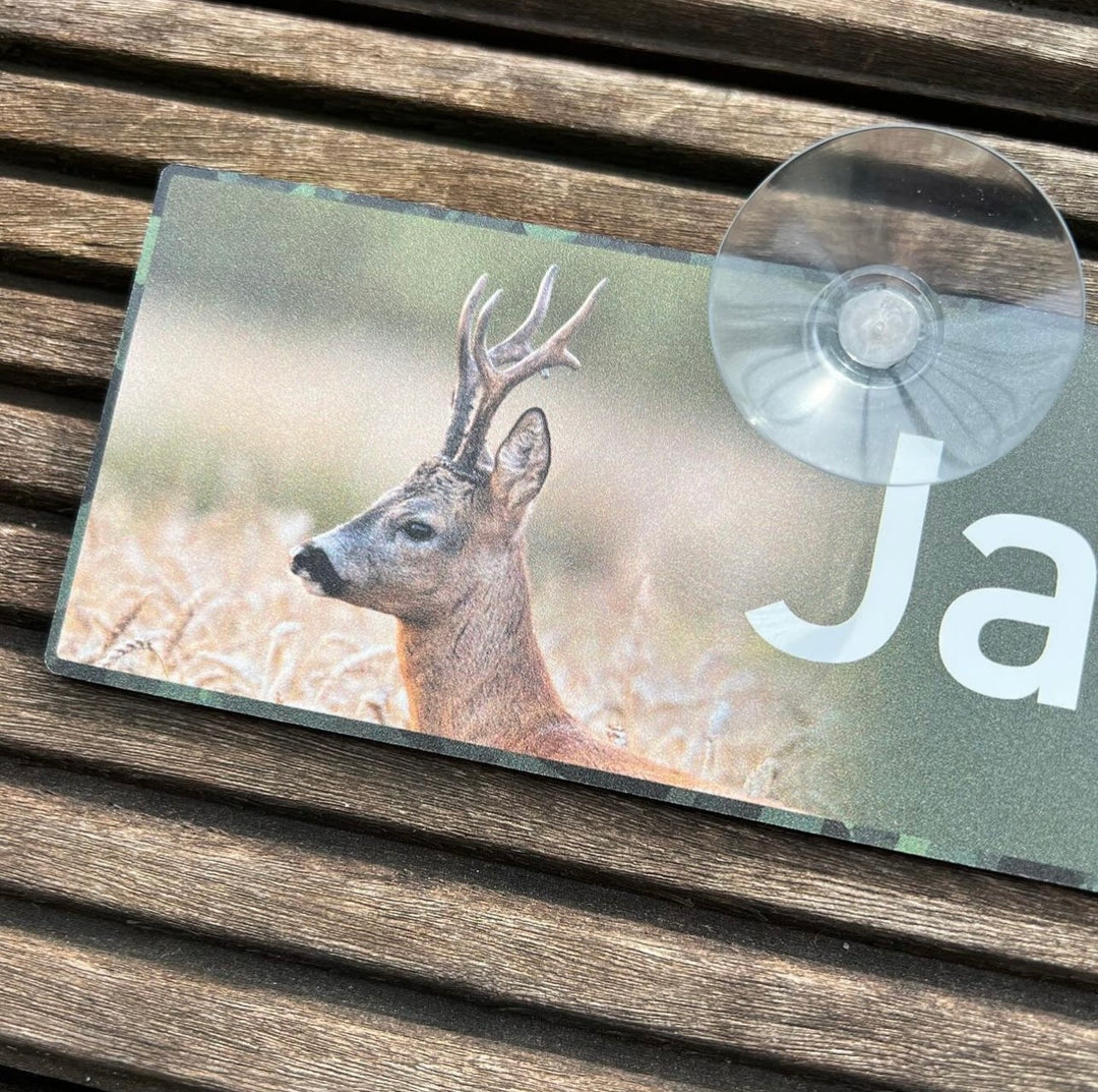 Autoschild mit Saugnapf  "Jagd" Rehbock