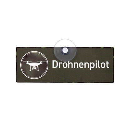 Drohnenpilot Schild für die Autoscheibe mit Drohnenmotiv zur Kennzeichnung von Drohnenflugeinsätzen